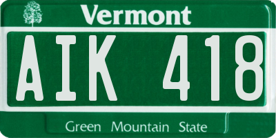 VT license plate AIK418
