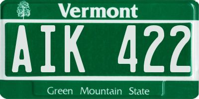 VT license plate AIK422