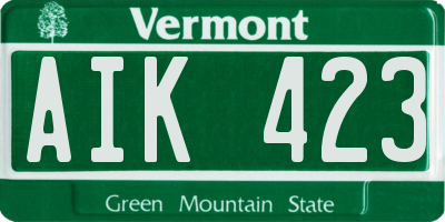 VT license plate AIK423