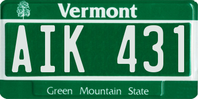 VT license plate AIK431