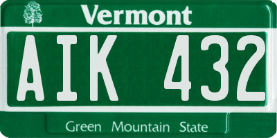 VT license plate AIK432
