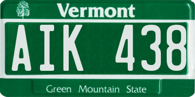 VT license plate AIK438