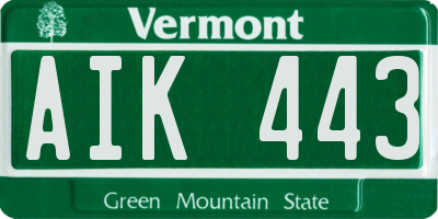 VT license plate AIK443