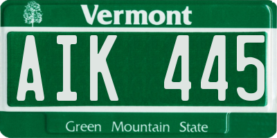 VT license plate AIK445