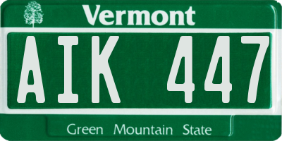 VT license plate AIK447