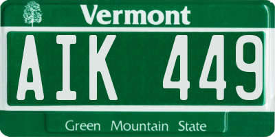 VT license plate AIK449