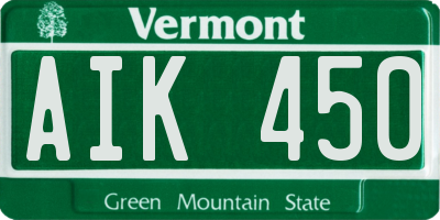 VT license plate AIK450