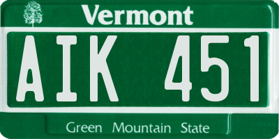 VT license plate AIK451