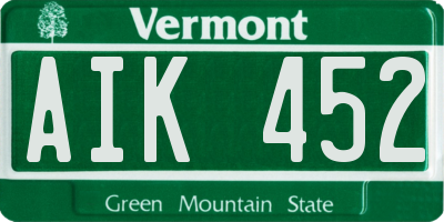 VT license plate AIK452