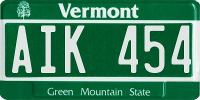 VT license plate AIK454