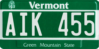 VT license plate AIK455