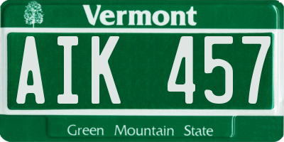 VT license plate AIK457