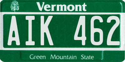 VT license plate AIK462
