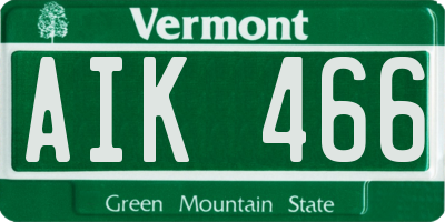 VT license plate AIK466