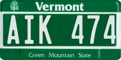 VT license plate AIK474