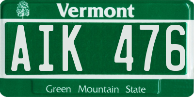 VT license plate AIK476