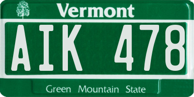 VT license plate AIK478