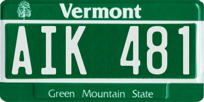 VT license plate AIK481