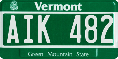 VT license plate AIK482
