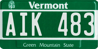 VT license plate AIK483