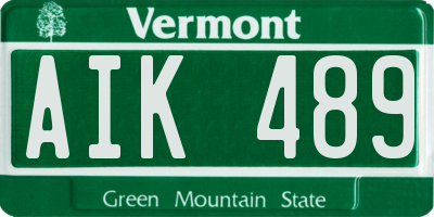 VT license plate AIK489