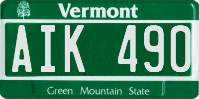 VT license plate AIK490