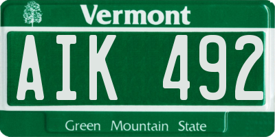 VT license plate AIK492