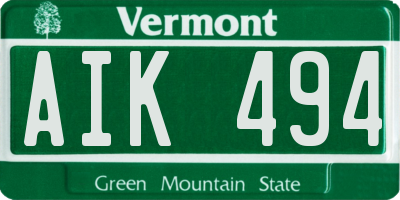 VT license plate AIK494