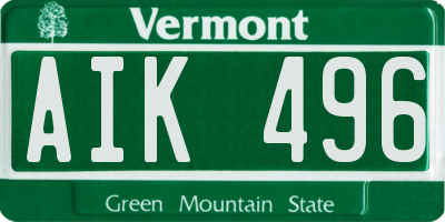 VT license plate AIK496