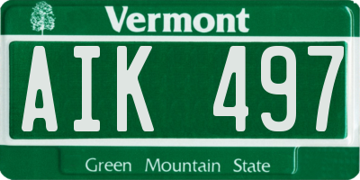 VT license plate AIK497