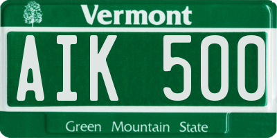 VT license plate AIK500