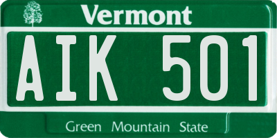 VT license plate AIK501