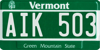 VT license plate AIK503