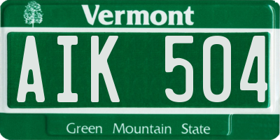 VT license plate AIK504