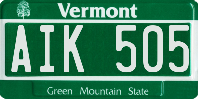 VT license plate AIK505
