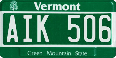 VT license plate AIK506