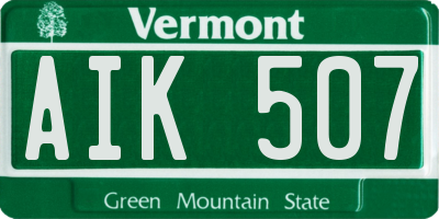 VT license plate AIK507