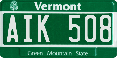 VT license plate AIK508