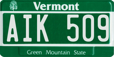 VT license plate AIK509