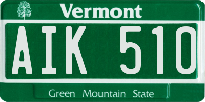 VT license plate AIK510