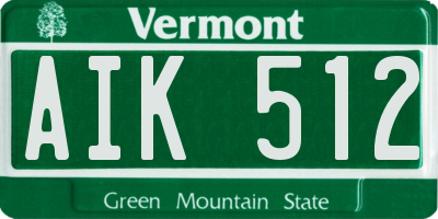 VT license plate AIK512