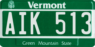 VT license plate AIK513