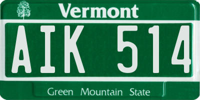 VT license plate AIK514