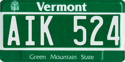 VT license plate AIK524