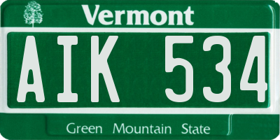 VT license plate AIK534