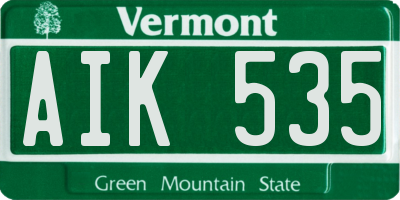 VT license plate AIK535