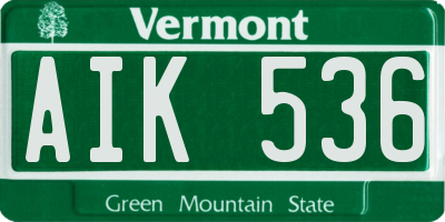 VT license plate AIK536