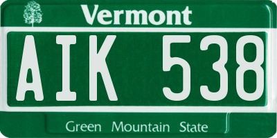 VT license plate AIK538