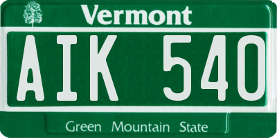 VT license plate AIK540