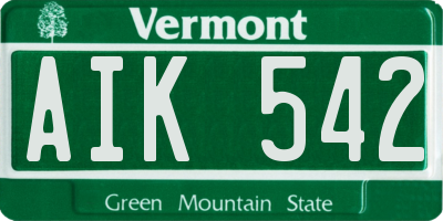 VT license plate AIK542